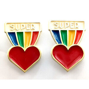 Vintage Hallmark Rainbow Heart Brooch Pins Set of 2 Super Love